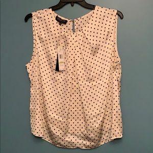 Jones New York Cream & Black Poke A Dot Blouse